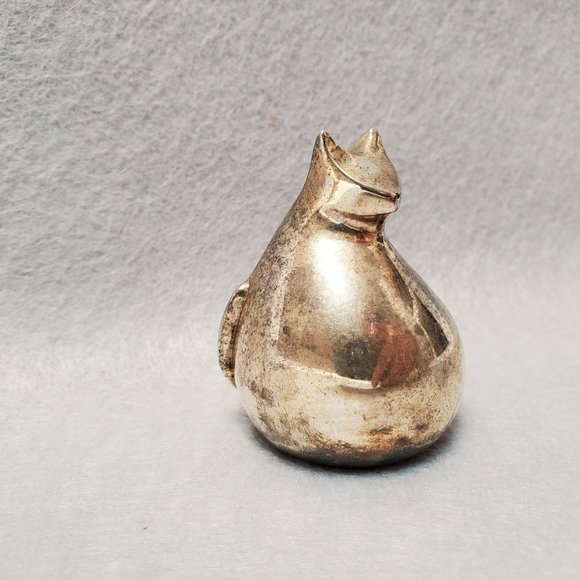 Dansk International Japan Silver Plate Cat Paperweight, Vintage Japan Animal - Picture 1 of 8
